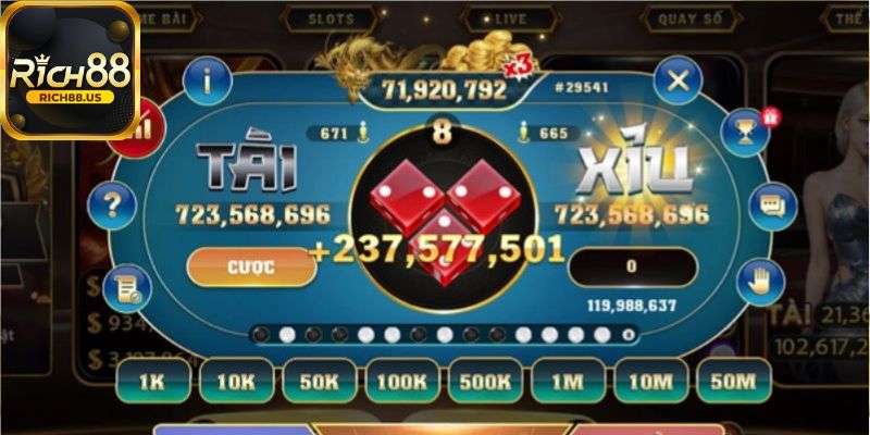 Luật chơi Tài Xỉu Rich88 cụ thể ra sao?